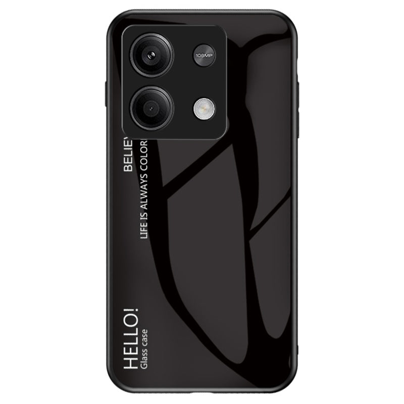 For Xiaomi Redmi Note 13 5G Gradient Phone Case Tempered Glass Cover - Black