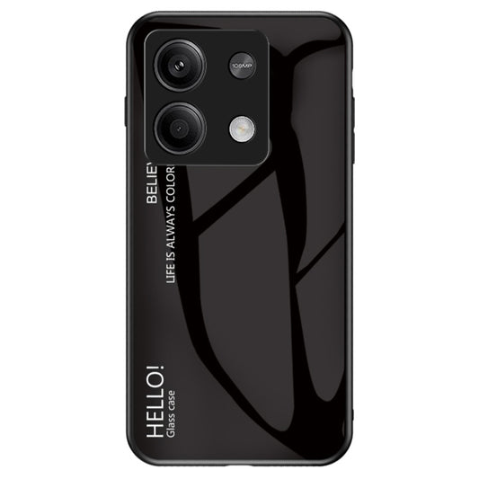 For Xiaomi Redmi Note 13 5G Gradient Phone Case Tempered Glass Cover - Black
