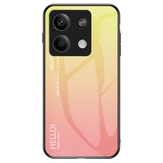 For Xiaomi Redmi Note 13 5G Gradient Phone Case Tempered Glass Cover - Gradient Yellow