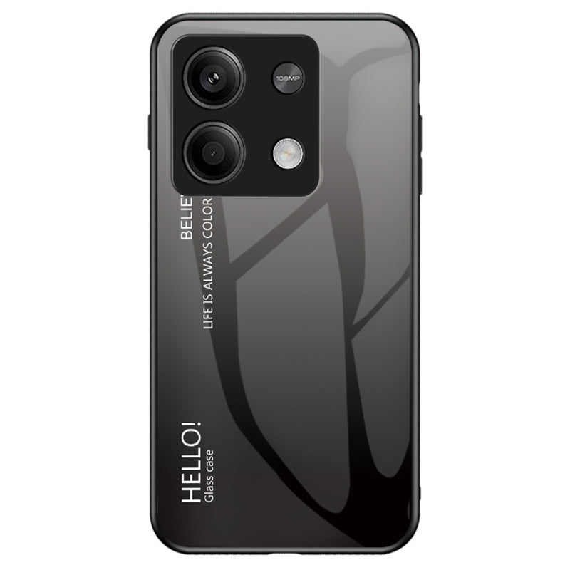 For Xiaomi Redmi Note 13 5G Gradient Phone Case Tempered Glass Cover - Gradient Black Grey