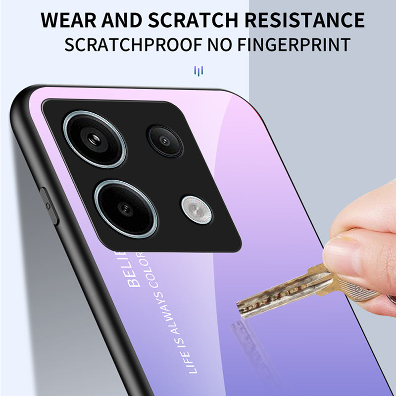 For Xiaomi Redmi Note 13 Pro 5G / Poco X6 5G Tempered Glass Case Shockproof Phone Cover - Gradient Blue Black