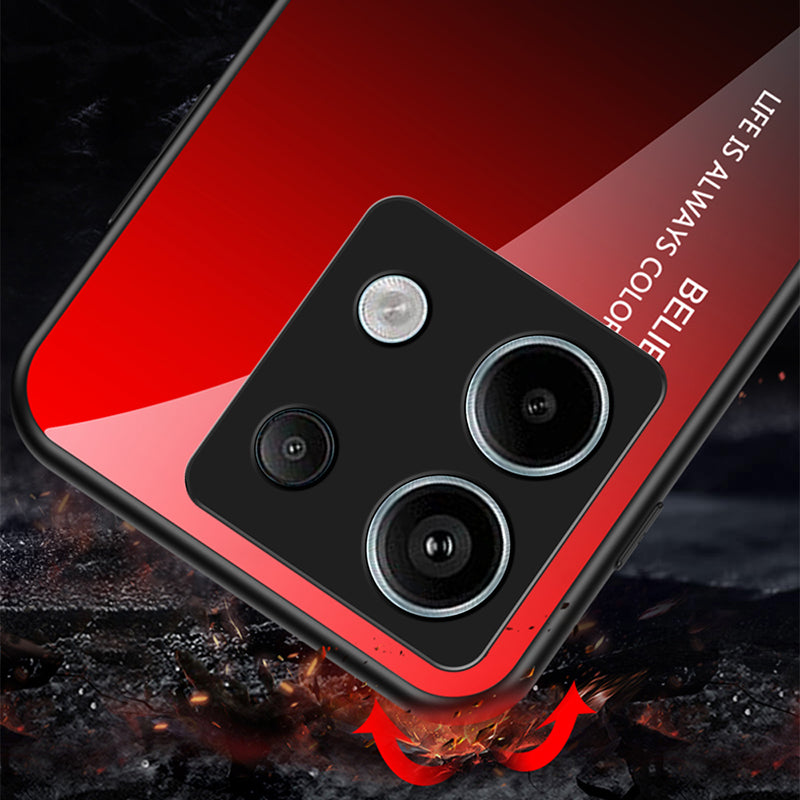 For Xiaomi Redmi Note 13 Pro 5G / Poco X6 5G Tempered Glass Case Shockproof Phone Cover - Gradient Blue Black