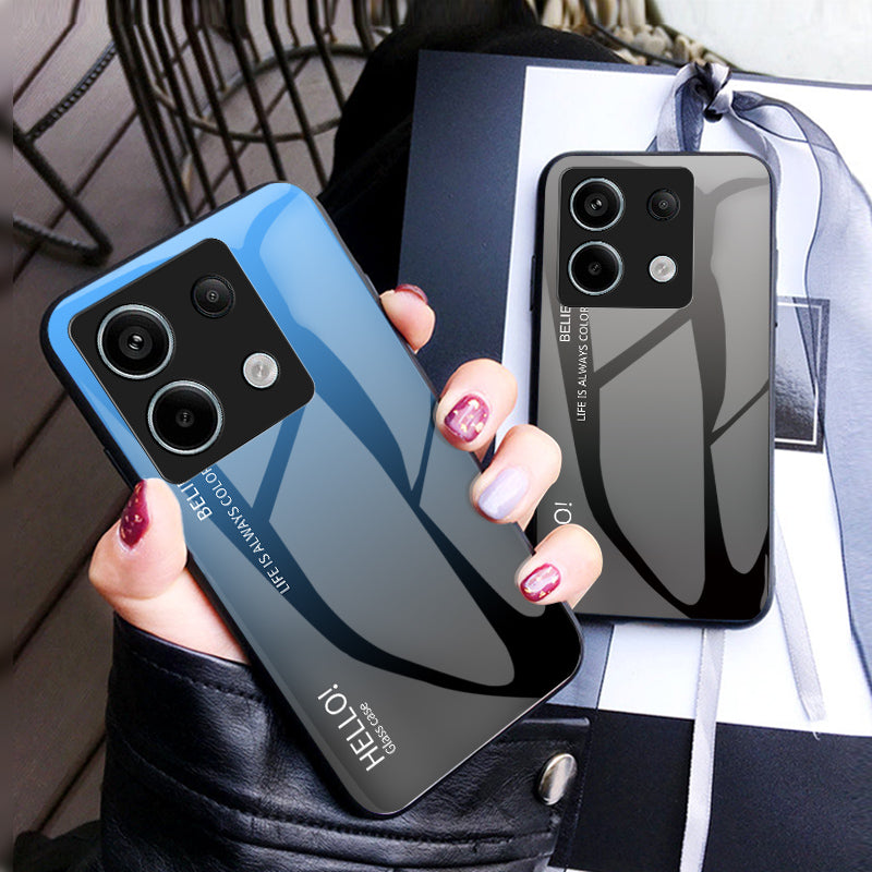For Xiaomi Redmi Note 13 Pro 5G / Poco X6 5G Tempered Glass Case Shockproof Phone Cover - Gradient Blue Black