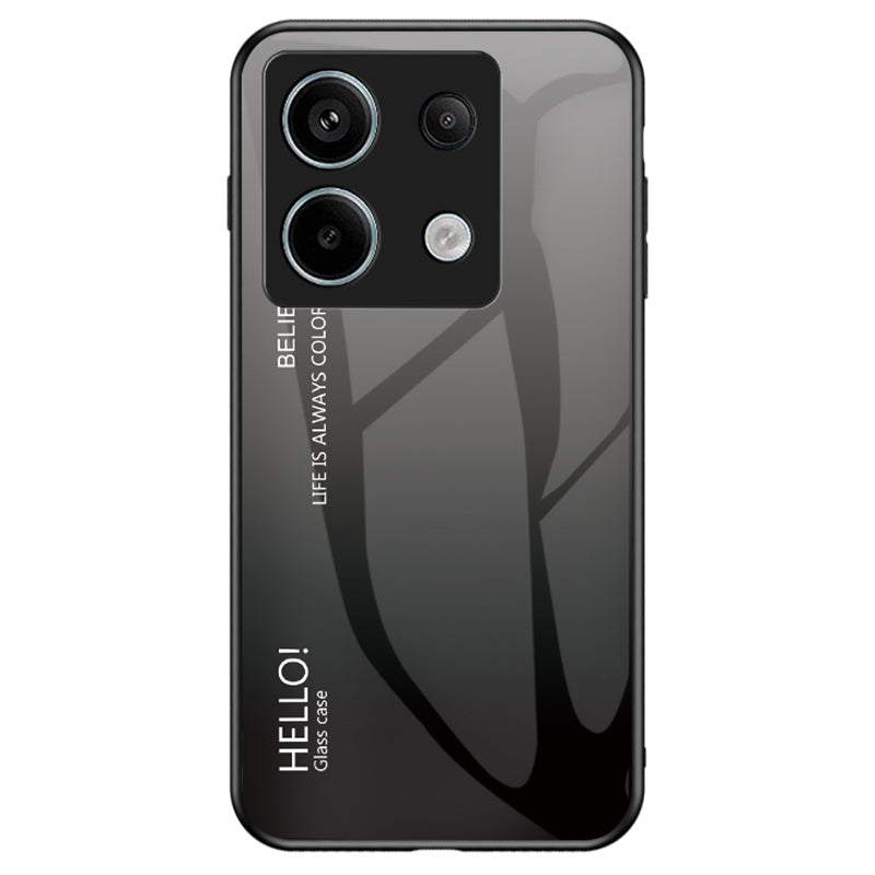For Xiaomi Redmi Note 13 Pro 5G / Poco X6 5G Tempered Glass Case Shockproof Phone Cover - Gradient Black Grey