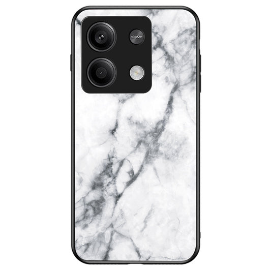 For Xiaomi Redmi Note 13 5G Case Marble Pattern Shockproof Tempered Glass+PC+TPU Cover - White Marble