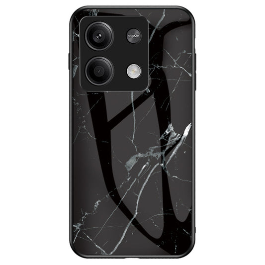 For Xiaomi Redmi Note 13 5G Case Marble Pattern Shockproof Tempered Glass+PC+TPU Cover - Black Marble