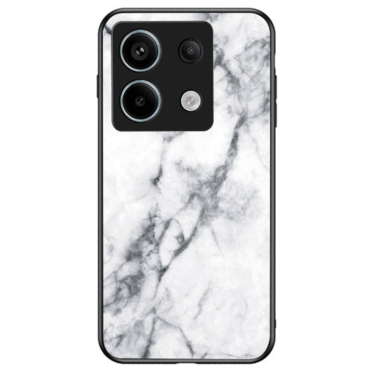 For Xiaomi Redmi Note 13 Pro 5G / Poco X6 5G Case Marble Pattern Scratch-proof Tempered Glass+PC+TPU Phone Shell - White Marble