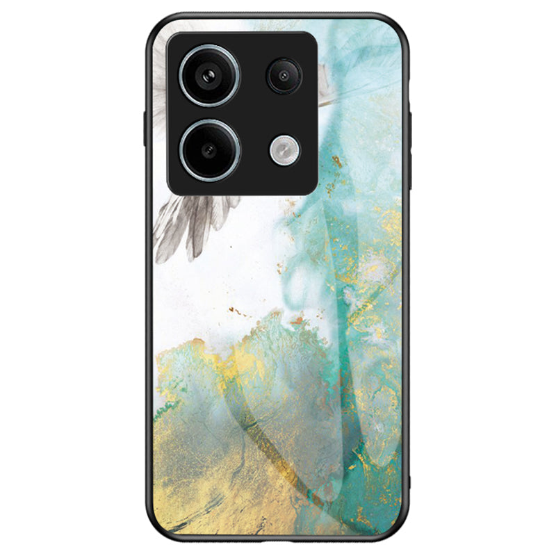 For Xiaomi Redmi Note 13 Pro 5G / Poco X6 5G Case Marble Pattern Scratch-proof Tempered Glass+PC+TPU Phone Shell - Flying Pigeon Marble