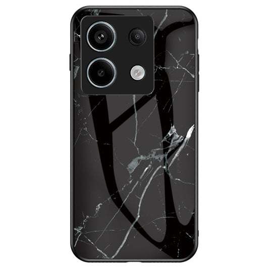 For Xiaomi Redmi Note 13 Pro 5G / Poco X6 5G Case Marble Pattern Scratch-proof Tempered Glass+PC+TPU Phone Shell - Black Marble