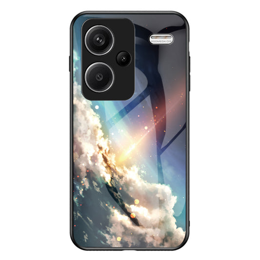 For Xiaomi Redmi Note 13 Pro+ 5G Case Slim-Fit Starry Sky Pattern Tempered Glass+PC+TPU Smart Phone Cover - Bright Starry Sky