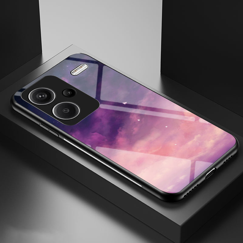 For Xiaomi Redmi Note 13 Pro+ 5G Case Slim-Fit Starry Sky Pattern Tempered Glass+PC+TPU Smart Phone Cover - Dream Starry Sky