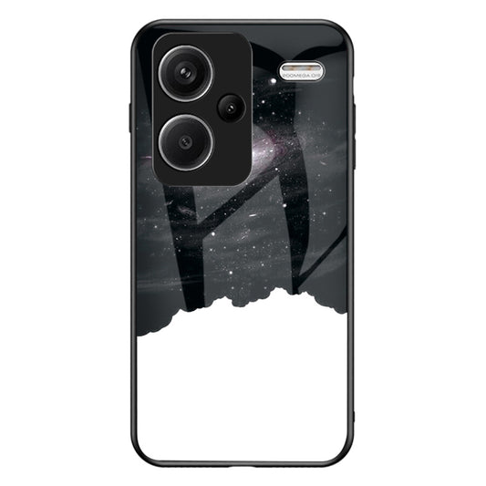 For Xiaomi Redmi Note 13 Pro+ 5G Case Slim-Fit Starry Sky Pattern Tempered Glass+PC+TPU Smart Phone Cover - Cosmic Starry Sky