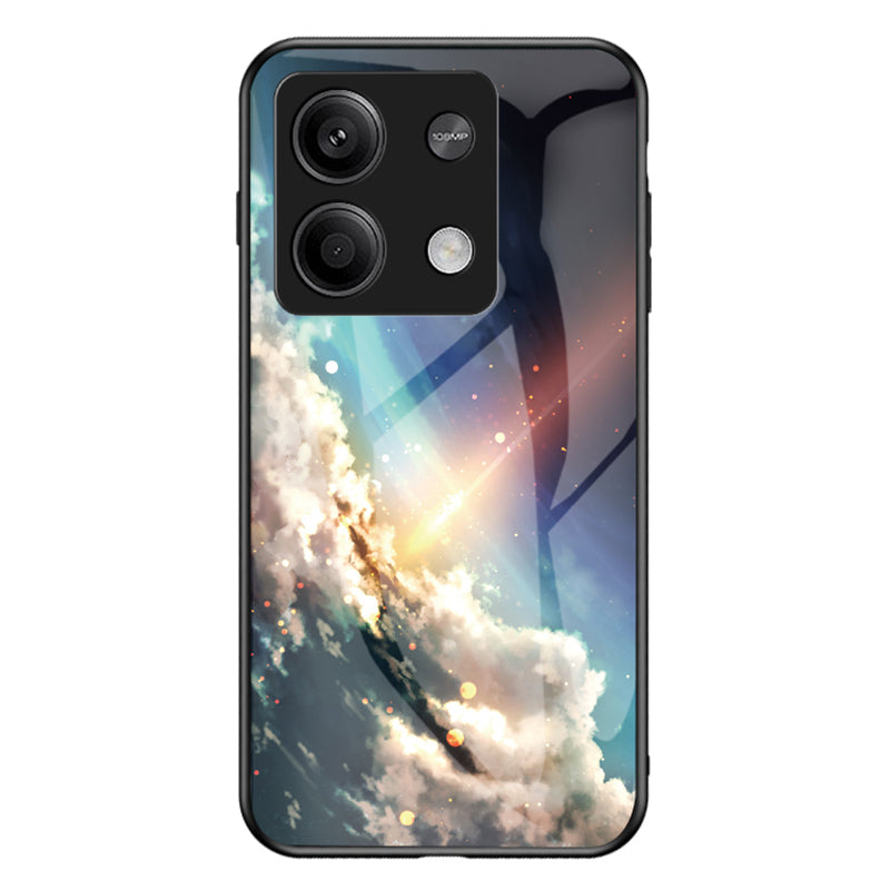 For Xiaomi Redmi Note 13 5G Case Tempered Glass+PC+TPU Phone Back Protector with Starry Sky Pattern - Bright Starry Sky