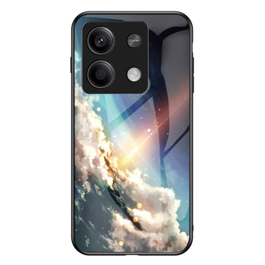 For Xiaomi Redmi Note 13 5G Case Tempered Glass+PC+TPU Phone Back Protector with Starry Sky Pattern - Bright Starry Sky