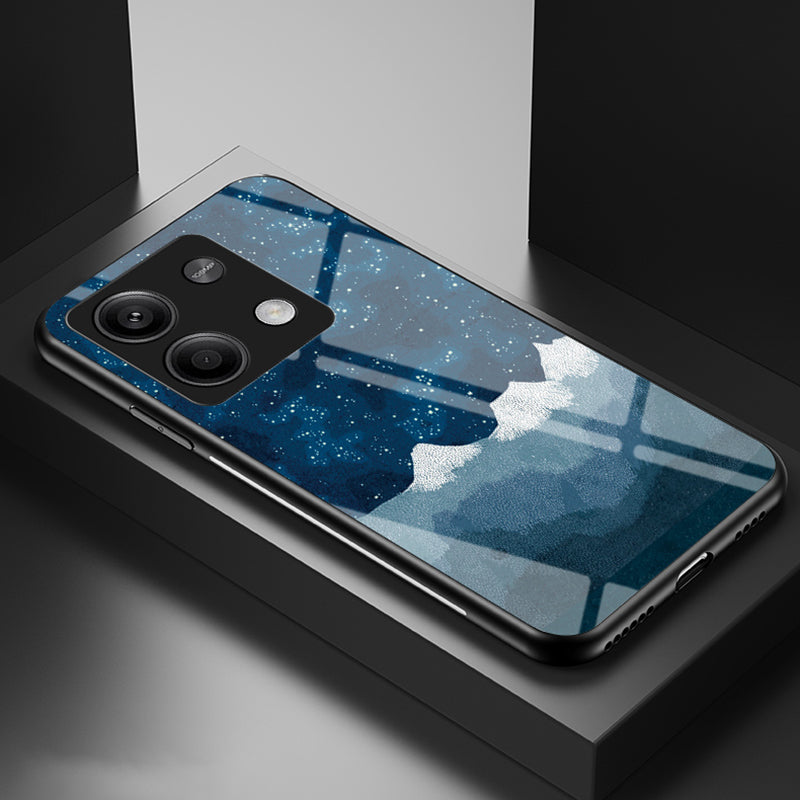 For Xiaomi Redmi Note 13 5G Case Tempered Glass+PC+TPU Phone Back Protector with Starry Sky Pattern - Scattering Starry