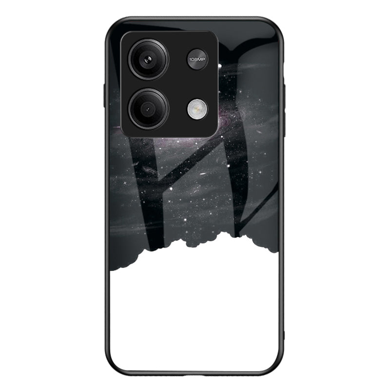 For Xiaomi Redmi Note 13 5G Case Tempered Glass+PC+TPU Phone Back Protector with Starry Sky Pattern - Cosmic Starry Sky