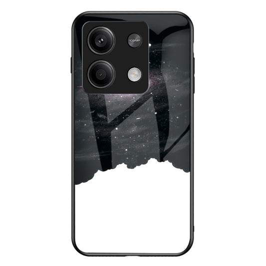 For Xiaomi Redmi Note 13 5G Case Tempered Glass+PC+TPU Phone Back Protector with Starry Sky Pattern - Cosmic Starry Sky