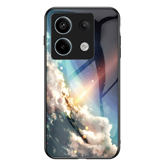 Phone Cover for Xiaomi Redmi Note 13 Pro 5G / Poco X6 5G Case Tempered Glass+PC+TPU Starry Sky Pattern Shell - Bright Starry Sky