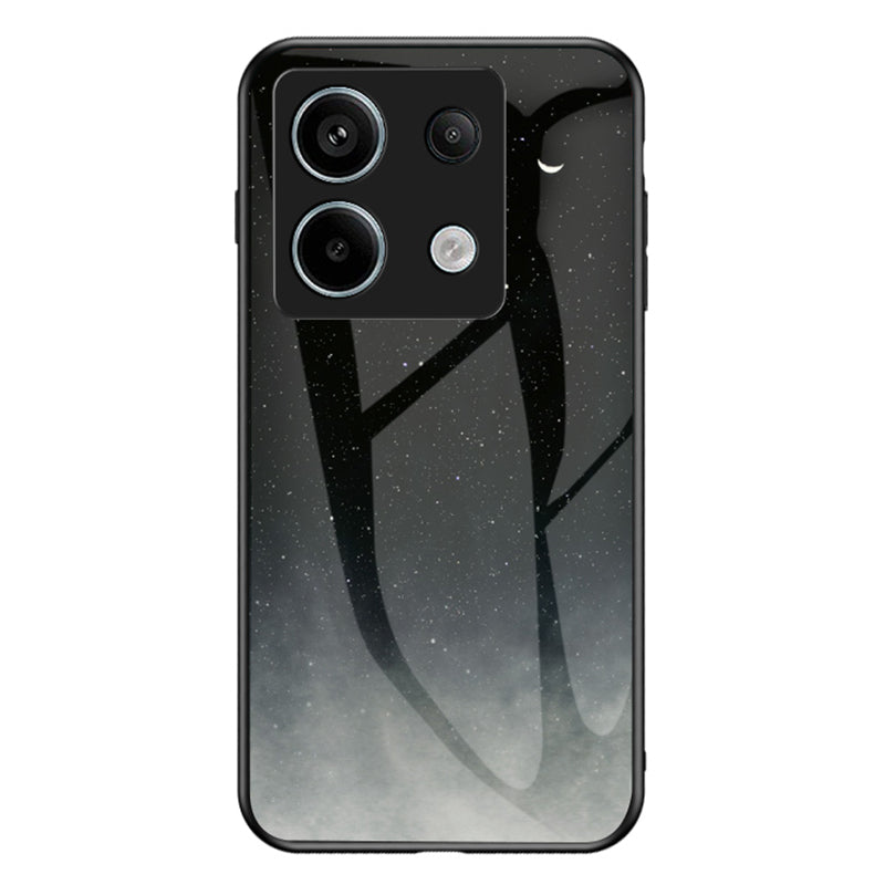 Phone Cover for Xiaomi Redmi Note 13 Pro 5G / Poco X6 5G Case Tempered Glass+PC+TPU Starry Sky Pattern Shell - Starry Crescent Moon