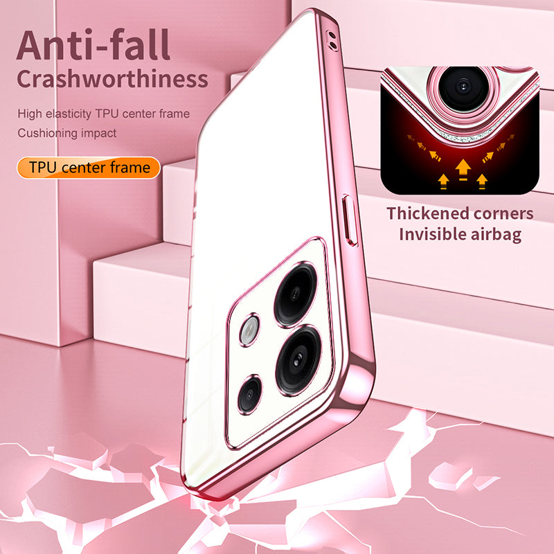 For Xiaomi Redmi Note 13 Pro 5G / Poco X6 5G Case Scratch-resistant TPU Electroplated Precise Lens Cutout Phone Shell - Pink
