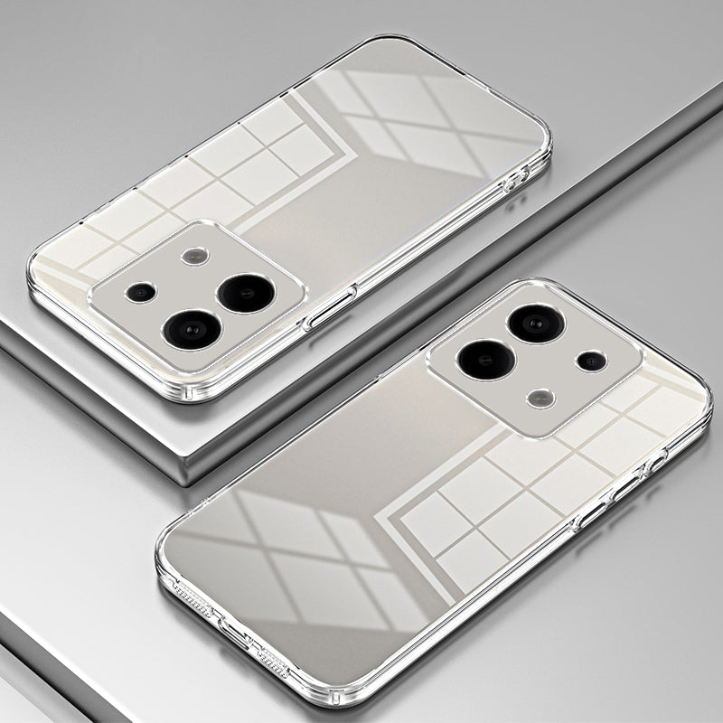 For Xiaomi Redmi Note 13 Pro 5G / Poco X6 5G Case Scratch-resistant TPU Electroplated Precise Lens Cutout Phone Shell - Transparent