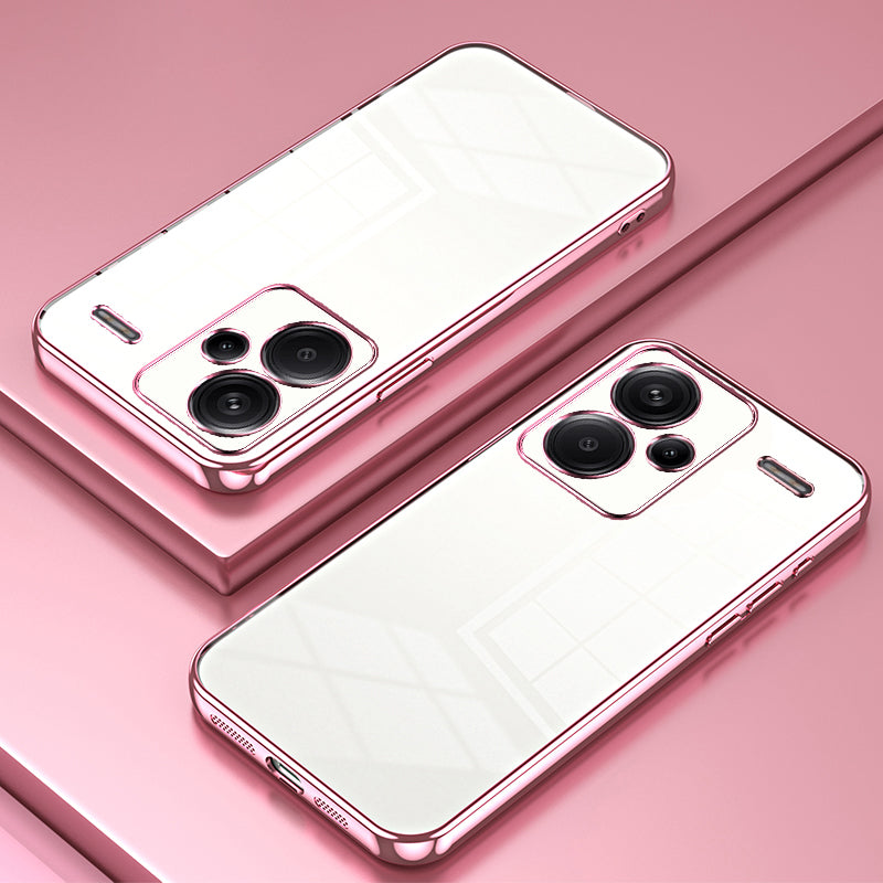 For Xiaomi Redmi Note 13 Pro+ 5G Case Crystal Clear Soft TPU Phone Shell with Precise Lens Cutout - Pink