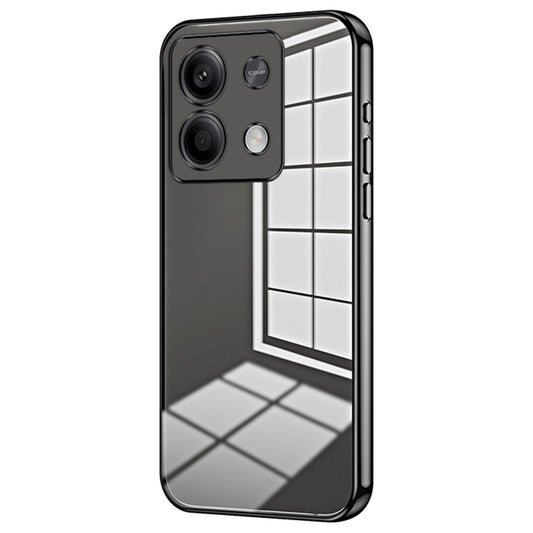 For Xiaomi Redmi Note 13 5G Cell Phone Case Electroplated Crystal Clear Cover with Precise Lens Cutout - Black