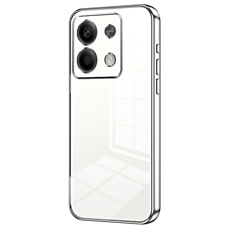 For Xiaomi Redmi Note 13 5G Cell Phone Case Electroplated Crystal Clear Cover with Precise Lens Cutout - Silver