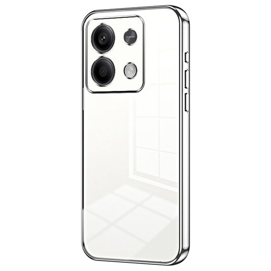 For Xiaomi Redmi Note 13 5G Cell Phone Case Electroplated Crystal Clear Cover with Precise Lens Cutout - Silver