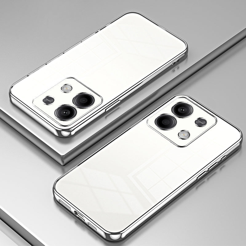 For Xiaomi Redmi Note 13 5G Cell Phone Case Electroplated Crystal Clear Cover with Precise Lens Cutout - Silver