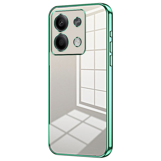 For Xiaomi Redmi Note 13 5G Cell Phone Case Electroplated Crystal Clear Cover with Precise Lens Cutout - Green