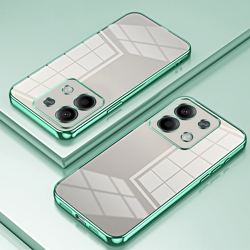 For Xiaomi Redmi Note 13 5G Cell Phone Case Electroplated Crystal Clear Cover with Precise Lens Cutout - Green