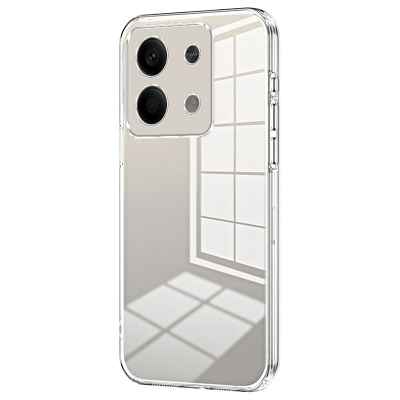 For Xiaomi Redmi Note 13 5G Cell Phone Case Electroplated Crystal Clear Cover with Precise Lens Cutout - Transparent