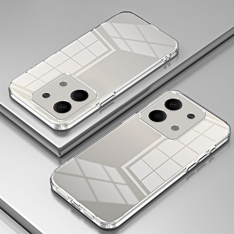 For Xiaomi Redmi Note 13 5G Cell Phone Case Electroplated Crystal Clear Cover with Precise Lens Cutout - Transparent