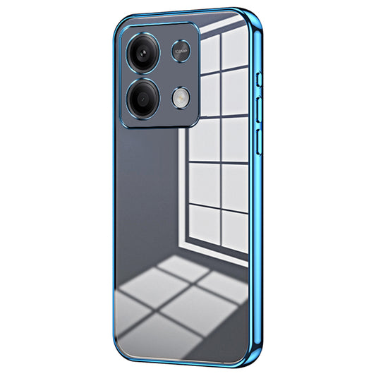 For Xiaomi Redmi Note 13 5G Cell Phone Case Electroplated Crystal Clear Cover with Precise Lens Cutout - Blue