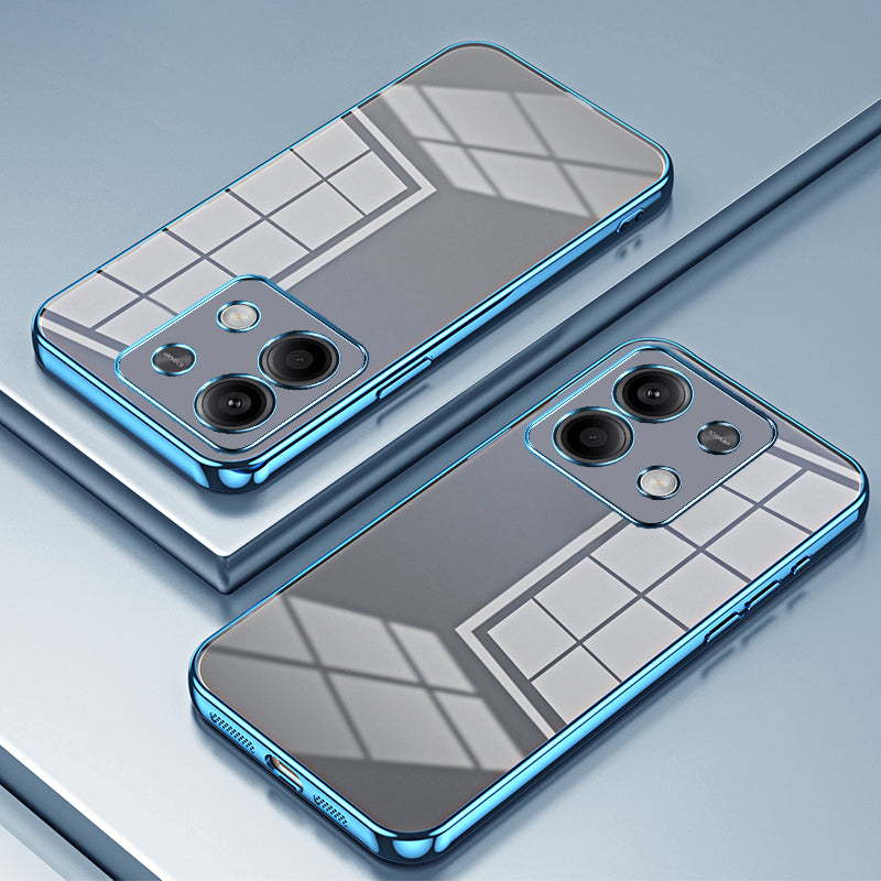 For Xiaomi Redmi Note 13 5G Cell Phone Case Electroplated Crystal Clear Cover with Precise Lens Cutout - Blue