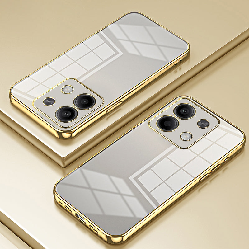 For Xiaomi Redmi Note 13 5G Cell Phone Case Electroplated Crystal Clear Cover with Precise Lens Cutout - Gold