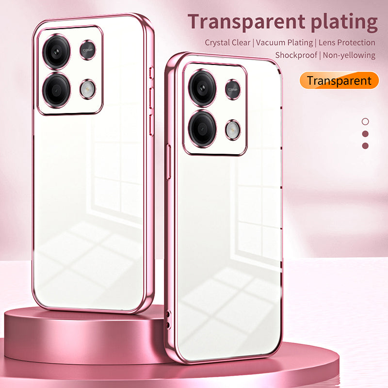 For Xiaomi Redmi Note 13 5G Cell Phone Case Electroplated Crystal Clear Cover with Precise Lens Cutout - Gold