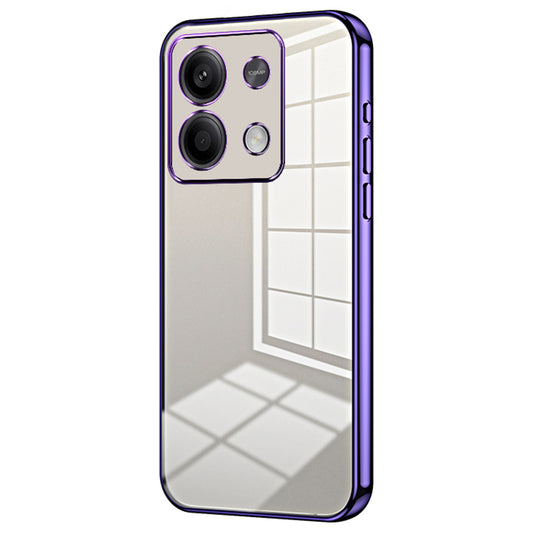 For Xiaomi Redmi Note 13 5G Cell Phone Case Electroplated Crystal Clear Cover with Precise Lens Cutout - Purple