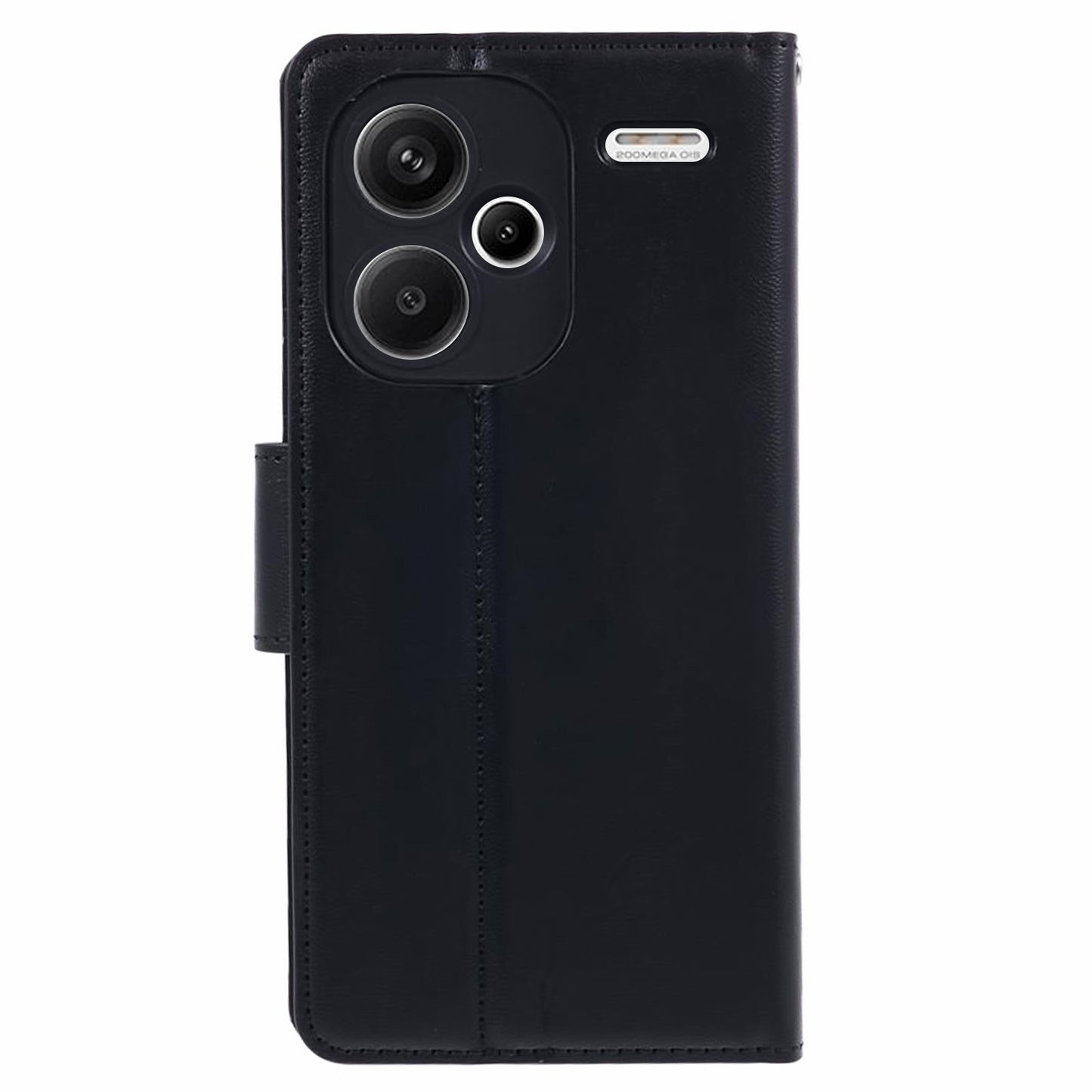 HANMAN Mill Series for Xiaomi Redmi Note 13 Pro+ 5G Case PU Leather Wallet Phone Stand Cover - Black