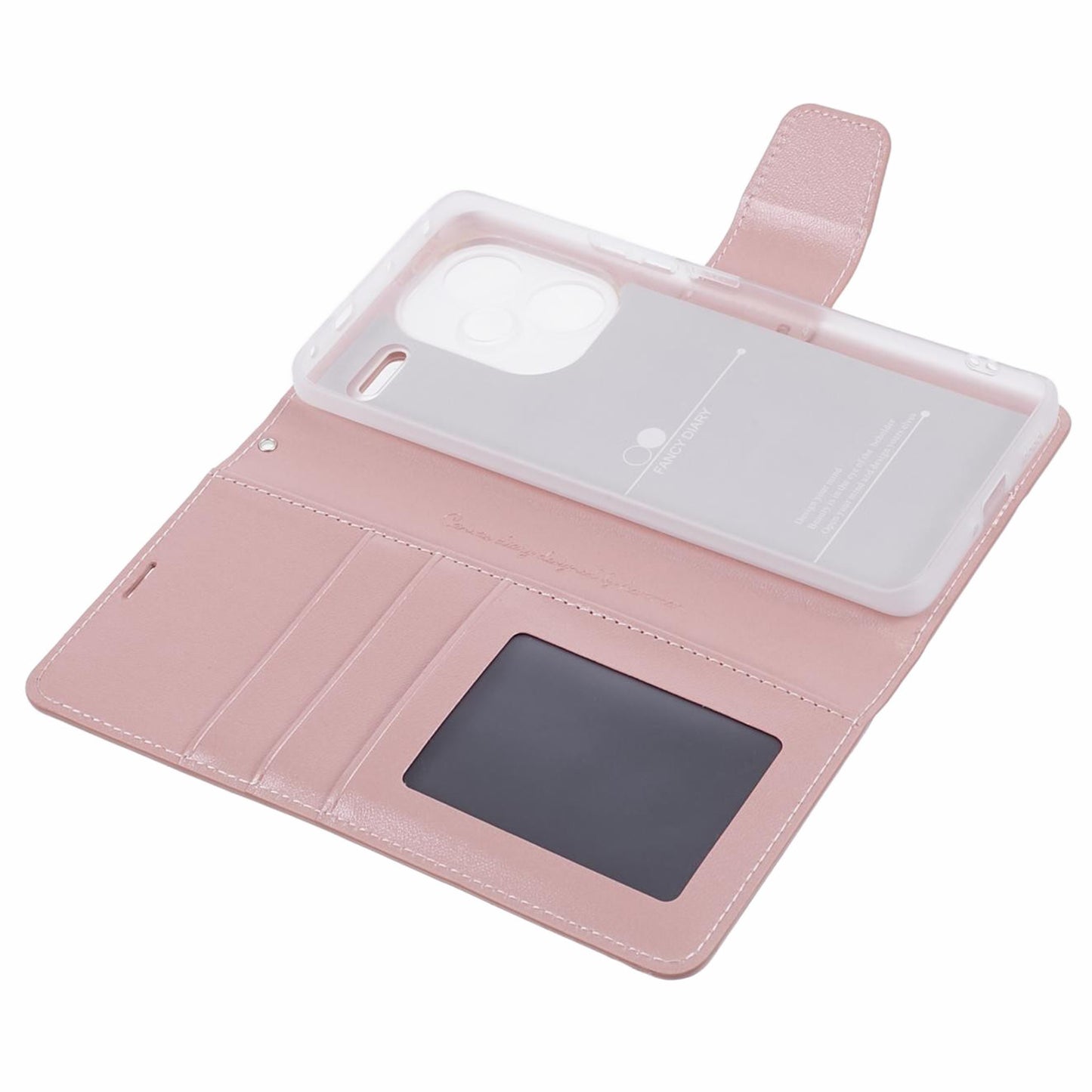 HANMAN Mill Series for Xiaomi Redmi Note 13 Pro+ 5G Case PU Leather Wallet Phone Stand Cover - Rose Gold