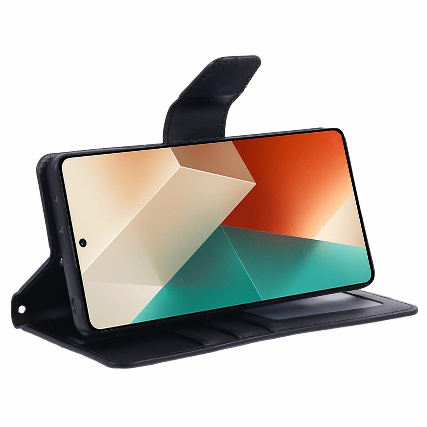 HANMAN Mill Series for Xiaomi Redmi Note 13 Pro 5G / Poco X6 5G Case PU Leather Phone Cover Wallet - Black