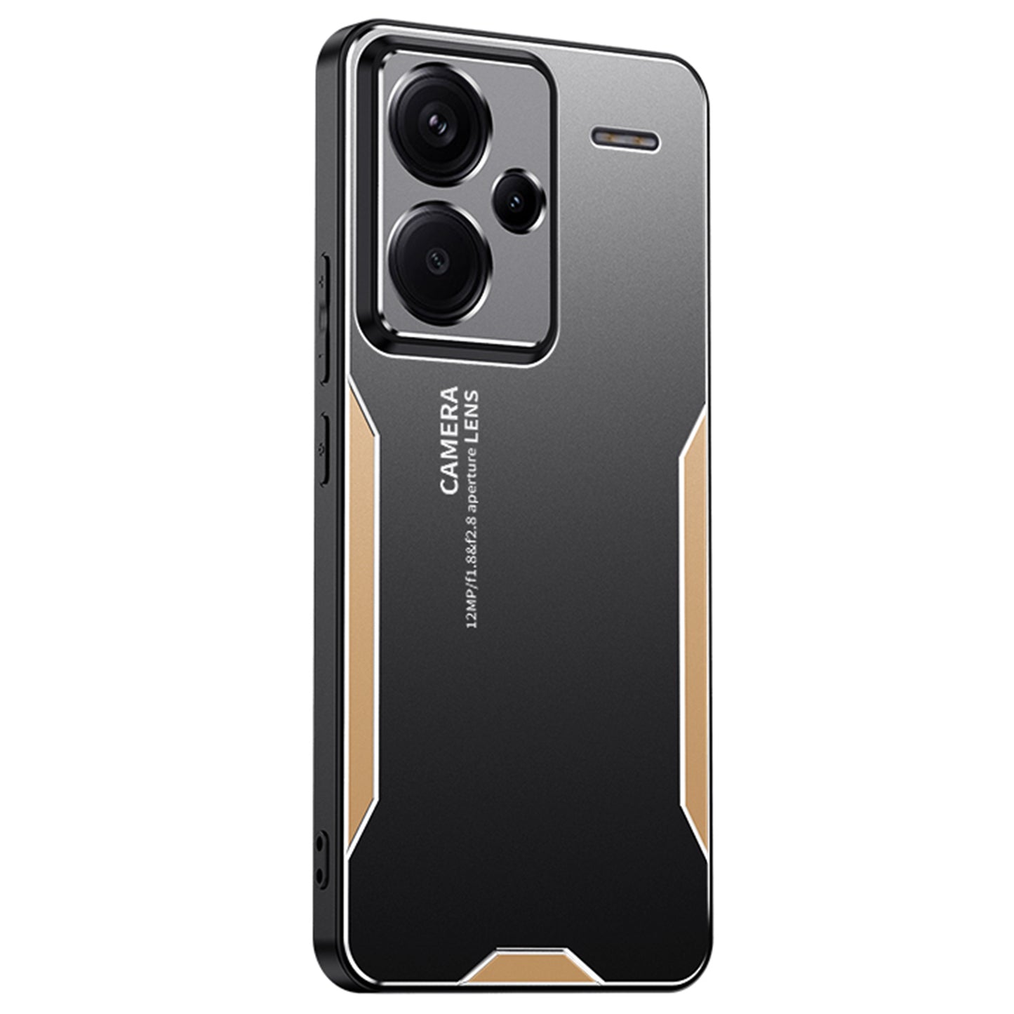 For Xiaomi Redmi Note 13 Pro+ 5G Case Aluminium Alloy+TPU+PC Airbag Protection Protective Shell with Lens Cover - Gold