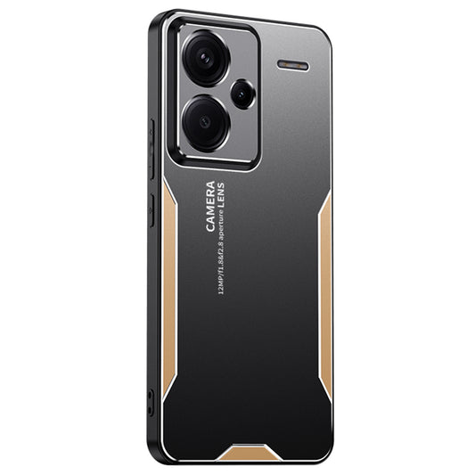 For Xiaomi Redmi Note 13 Pro+ 5G Case Aluminium Alloy+TPU+PC Airbag Protection Protective Shell with Lens Cover - Gold