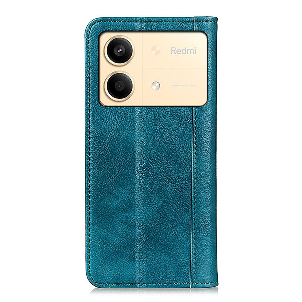 For Xiaomi Redmi Note 13R Pro 5G Case Litchi Texture Magnetic Split Leather Wallet Cover - Green