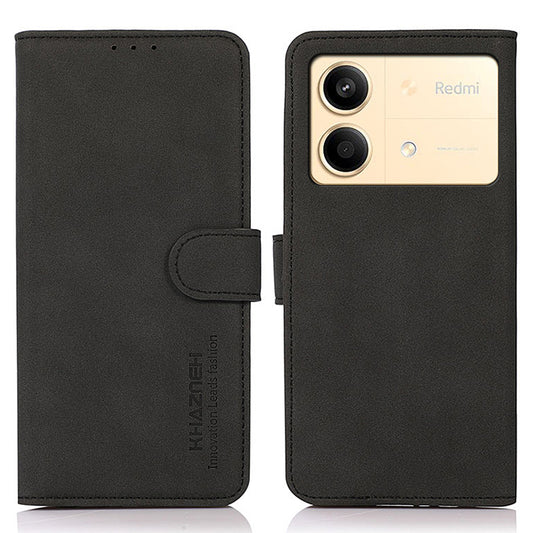 KHAZNEH For Xiaomi Redmi Note 13R Pro 5G Case TPU+PU Leather Wallet Stand Phone Cover - Black