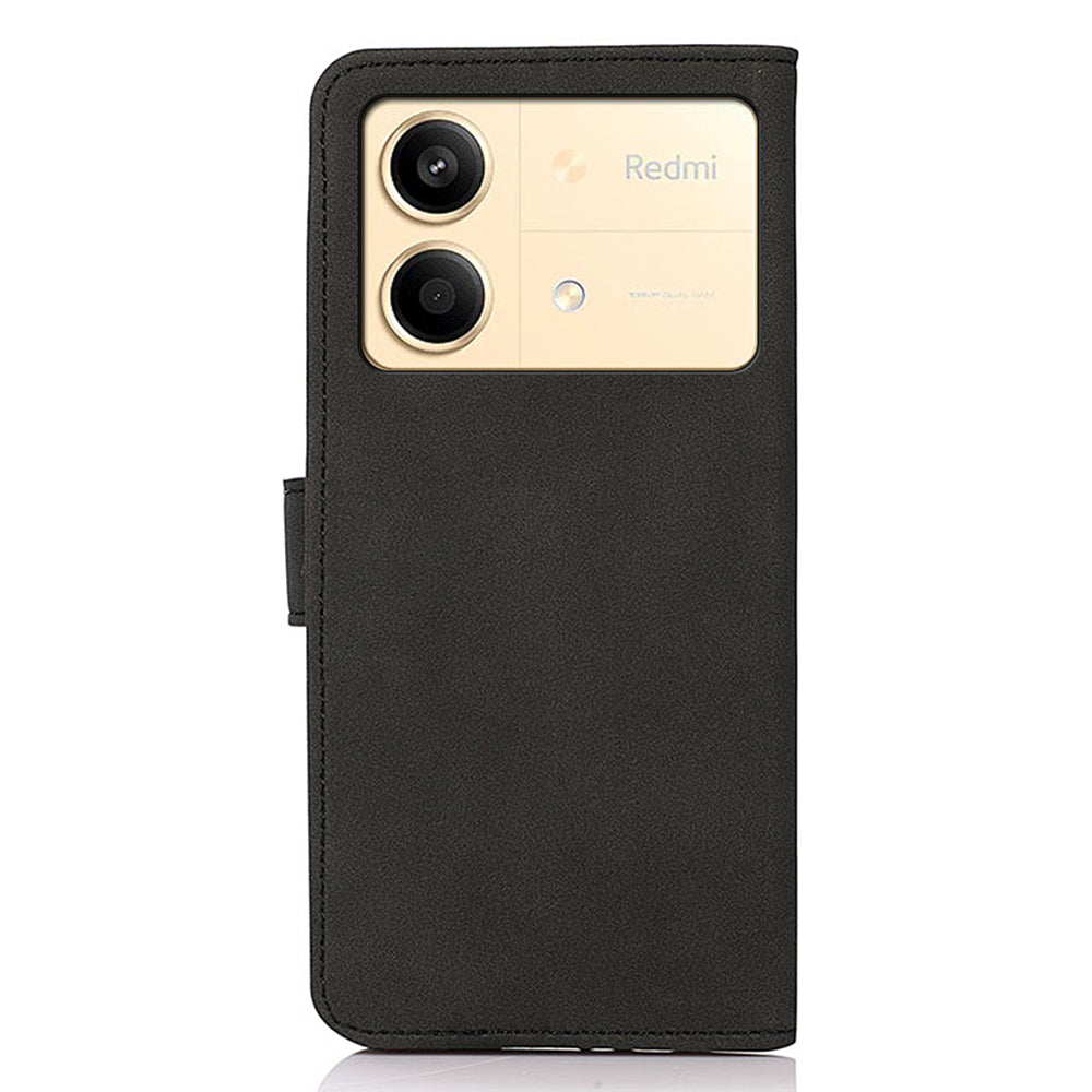 KHAZNEH For Xiaomi Redmi Note 13R Pro 5G Case TPU+PU Leather Wallet Stand Phone Cover - Black