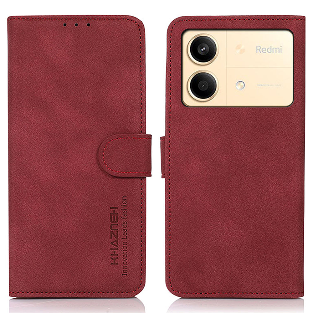 KHAZNEH For Xiaomi Redmi Note 13R Pro 5G Case TPU+PU Leather Wallet Stand Phone Cover - Red