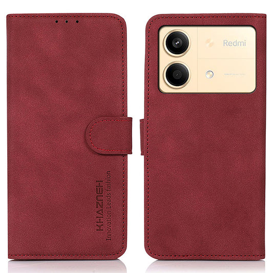 KHAZNEH For Xiaomi Redmi Note 13R Pro 5G Case TPU+PU Leather Wallet Stand Phone Cover - Red