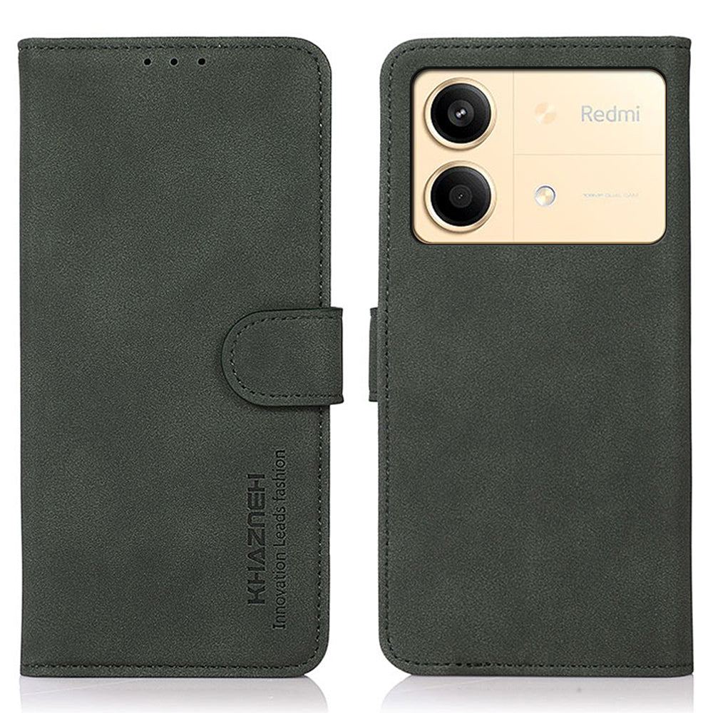 KHAZNEH For Xiaomi Redmi Note 13R Pro 5G Case TPU+PU Leather Wallet Stand Phone Cover - Green
